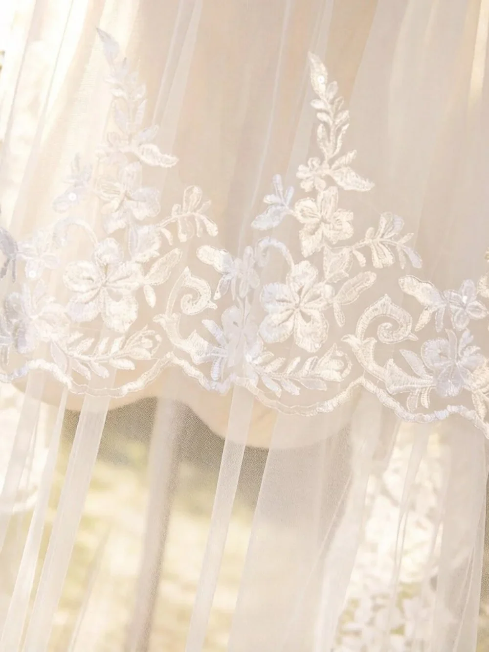 Royal Cathedral Lace Edge Bridal Veil 2 Tier White 138